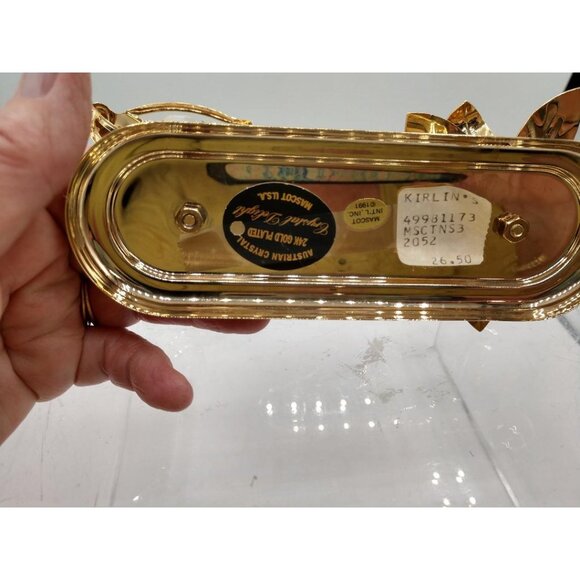 Vintage Austrian Crystal Delight 24K Gold Plated Hummingbird & Flower Candle Hol - Picture 3 of 5